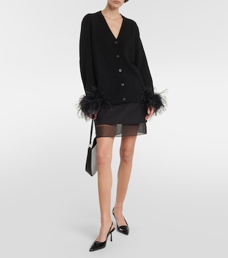 Feather-trimmed cashmere cardigan | Prada