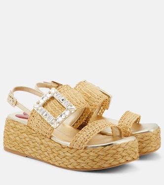 Sandalias de rafia con cuña adornadas | Roger Vivier