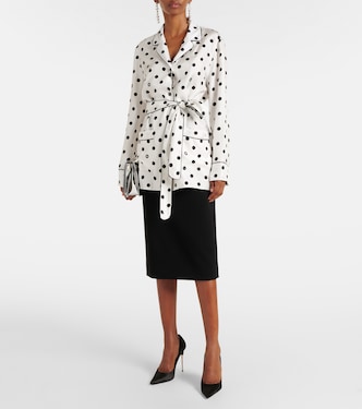 Camisa de pijama de sarga de seda con lunares | Dolce&Gabbana