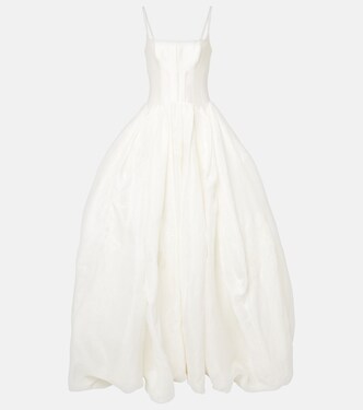 Bridal - Abito lungo Leighton in twill e organza | Danielle Frankel