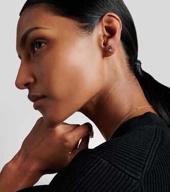 Boucle d'oreille unique Robot en or 14 ct et diamants | Sydney Evan