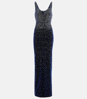 Abito lungo Singlet in velluto con cristalli | Alex Perry