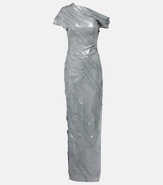Sequined asymmetric gown | Marmar Halim