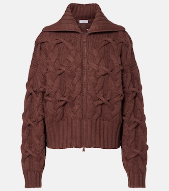 Cable-knit cashmere zip-up cardigan | Brunello Cucinelli