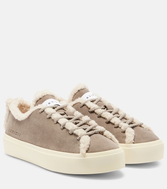 Shearling-trimmed suede low-top sneakers | Inuikii
