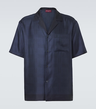 Interlocking G silk twill bowling shirt | Gucci