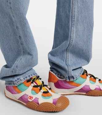 Amphibia leather-trimmed sneakers | Valentino Garavani