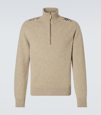 Burberry Check wool and cashmere half-zip sweater | Burberry