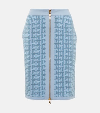 Minifalda en mezcla de lana con monograma | Balmain
