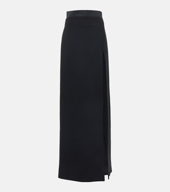Side-split high-rise wool maxi skirt | Miu Miu