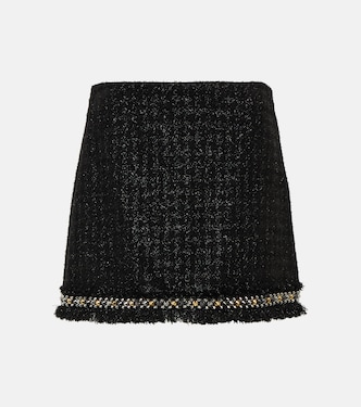 Embellished metallic tweed miniskirt | Versace