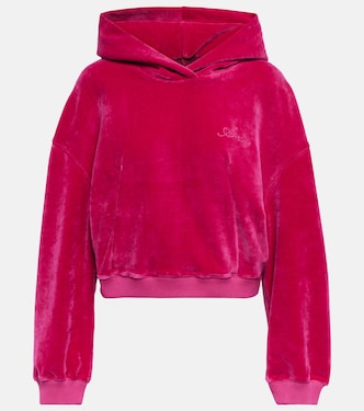 Sweat-shirt à capuche raccourci en velours de coton | Amiri