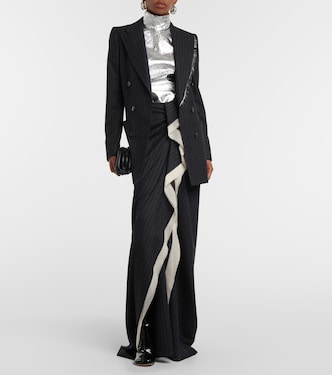 Sinam pinstriped wool maxi skirt  | Dries Van Noten