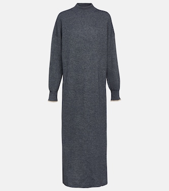 Vestido midi de alpaca y algodón | Brunello Cucinelli