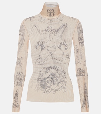 Bedrucktes Top Tattoo aus Mesh | Balenciaga