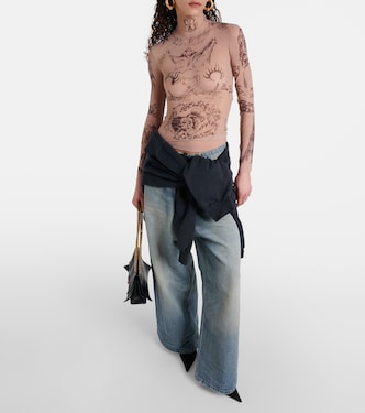 Tattoo printed turtleneck top | Balenciaga