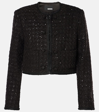 Giacca cropped in bouclé con paillettes | Rotate
