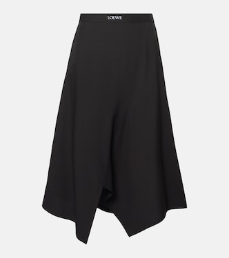 Jupe midi asymétrique en laine | Loewe