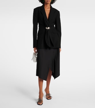 Jupe midi asymétrique en laine | Loewe