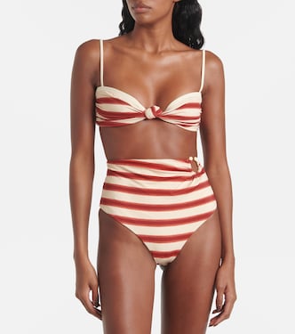 Slip bikini a vita alta con righe | Johanna Ortiz