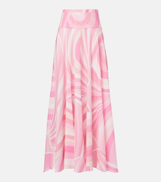 Iride high-rise cotton maxi skirt  | Pucci