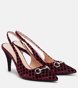 Slingback-Pumps Horsebit GG aus Samt | Gucci