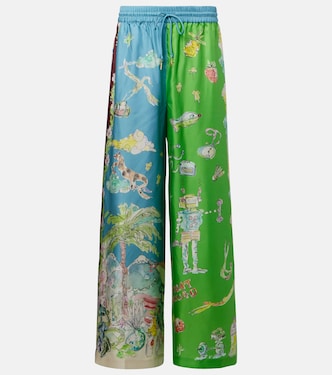 Pantalon ample Daria imprimé en soie | Alémais