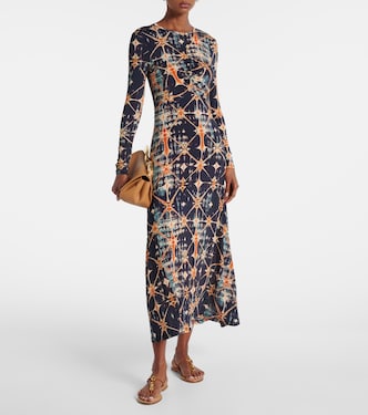 Naia ruched printed jersey midi dress | Ulla Johnson