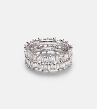 Midi 18kt white gold tech ring jackets with diamonds | Suzanne Kalan