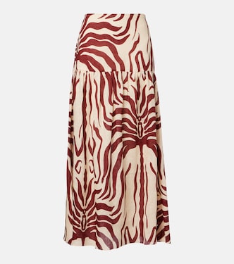 Gathered printed linen maxi skirt | Johanna Ortiz