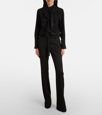 بلوزة من الحرير بكشكشة | McQueen