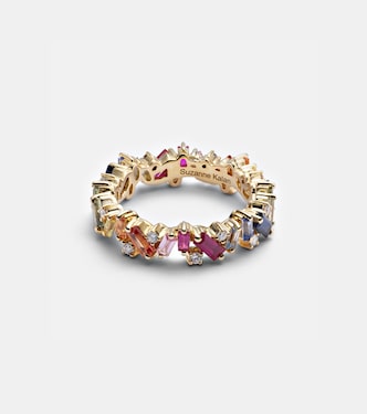 Ring Rainbow Frenzy aus 18kt Gelbgold mit Diamantan und Saphiren | Suzanne Kalan
