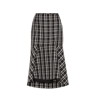 Falda midi de lana de cuadros | Balenciaga