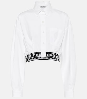 Logo cropped cotton shirt | Miu Miu
