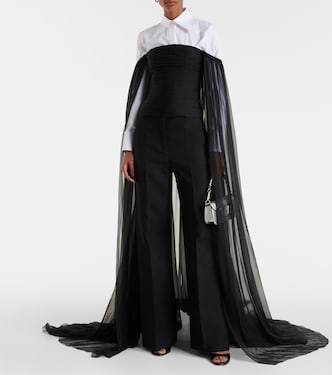 Top in chiffon di seta con scollo bardot | Valentino