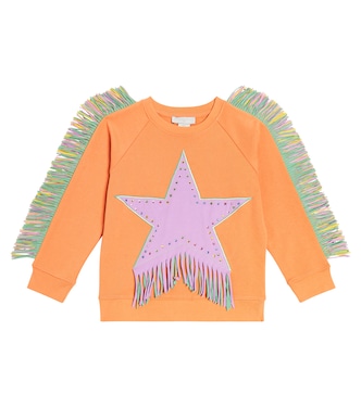 Sudadera de jersey de algodón con flecos | Stella McCartney Kids