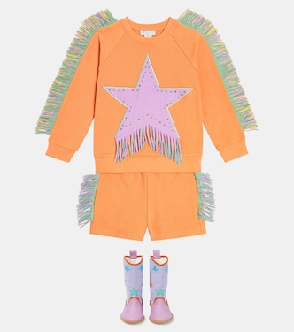 Sudadera de jersey de algodón con flecos | Stella McCartney Kids