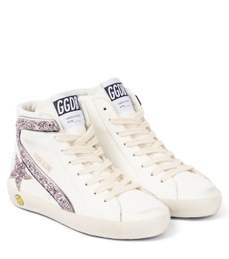 Glitter leather sneakers | Golden Goose Kids