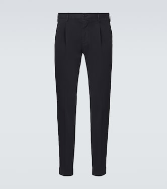 Pleated cotton tapered pants | Incotex
