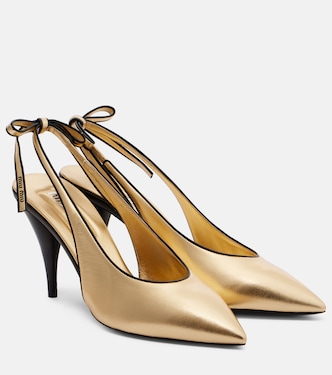 Metallic leather slingback pumps | Miu Miu