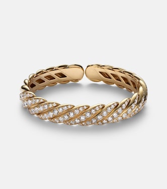 Sculpted Cable Flex 18kt gold bracelet with diamonds | David Yurman