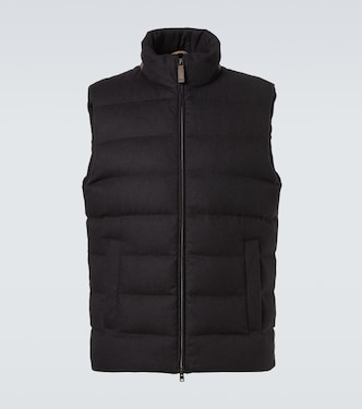 Veste doudoune sans manches en soie et cachemire | Herno