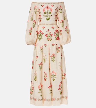 Senlis Canna off-shoulder linen maxi dress | Agua by Agua Bendita