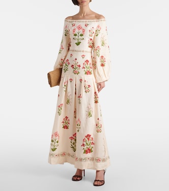 Robe longue Senlis Canna à encolure bardot  | Agua by Agua Bendita