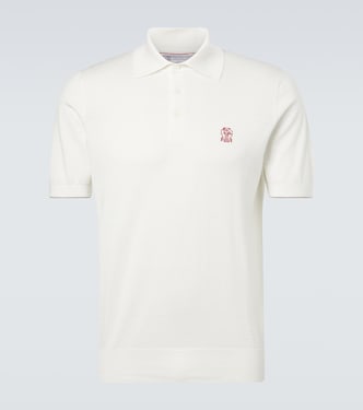 Besticktes Polohemd aus Baumwoll-Piqué | Brunello Cucinelli