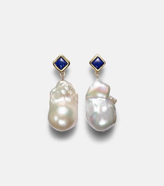 Boucles d’oreilles Mer Large en or vermeil 18 ct, lapis-lazuli et perles baroques | Sophie Buhai