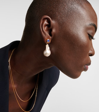 Boucles d’oreilles Mer Large en or vermeil 18 ct, lapis-lazuli et perles baroques | Sophie Buhai