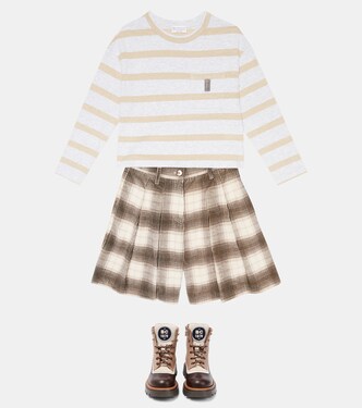 Shorts de pana a cuadros | Brunello Cucinelli Kids