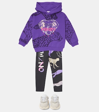 Logo-embroidered cotton jersey hoodie | Kenzo Kids