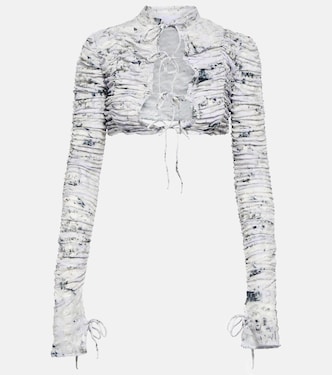 Cárdigan cropped estampado con lazada | Roberta Einer